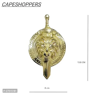 CAPE SHOPPERS Centre Talwaar Lion Emblem for Car and Bike Heavy Brass (Gold)