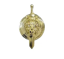 CAPE SHOPPERS Centre Talwaar Lion Emblem for Car and Bike Heavy Brass (Gold)-thumb1