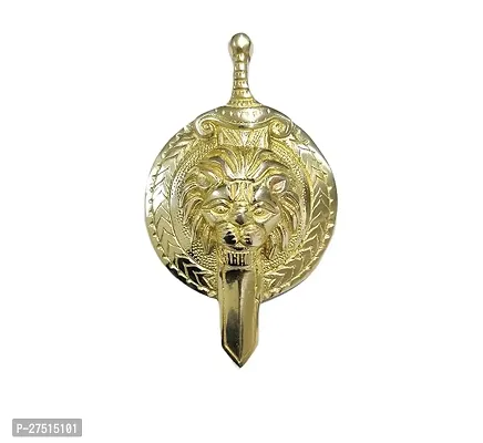 CAPE SHOPPERS Centre Talwaar Lion Emblem for Car and Bike Heavy Brass (Gold)-thumb2