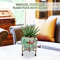 Greenele Designer Rust Free Metal Plants Pots with Stand for Indoor/Outdoor, Office Plants, Gifting Plants D07-thumb2