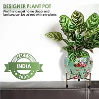 Greenele Designer Rust Free Metal Plants Pots with Stand for Indoor/Outdoor, Office Plants, Gifting Plants D07-thumb3