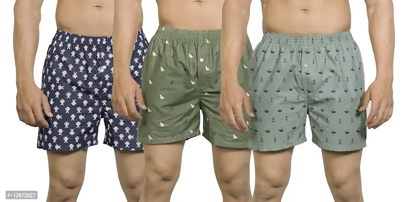 PANTHUSHTI Boxers for Men|| 100? Pure Cotton Combo||Boxer|| Shorts for Mens(Pack of 3)-thumb0