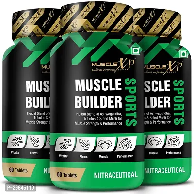 MuscleXP Muscle Builder Sports, Herbal Blend of Ashwagandha, 60 Tablets (Pack of 3)