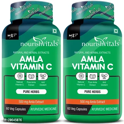 NourishVitals Amla Vitamin C with Tannins, 60 Veg Capsules (Pack Of 2)-thumb0