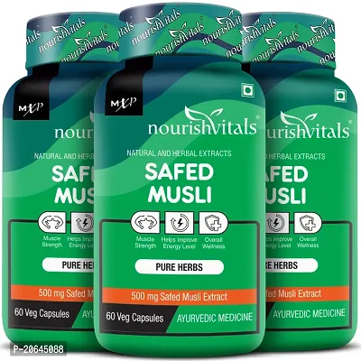 NourishVitals Safed Musli with Saponins, 60 Veg Capsules (Pack Of 3)