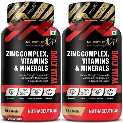 MuscleXP Zinc Complex Vitamins  Minerals Daily Vital, 60 Tablets (Pack of 2)