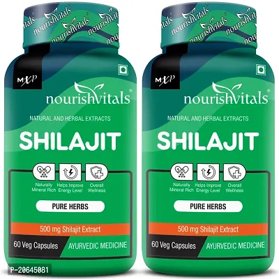 NourishVitals Premium Shilajit 50% Fulvic Acid, 60 Veg Capsules (Pack Of 2)