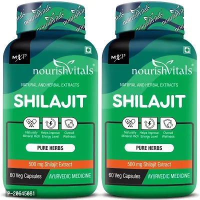 NourishVitals Premium Shilajit 50% Fulvic Acid, 60 Veg Capsules (Pack Of 2)-thumb0