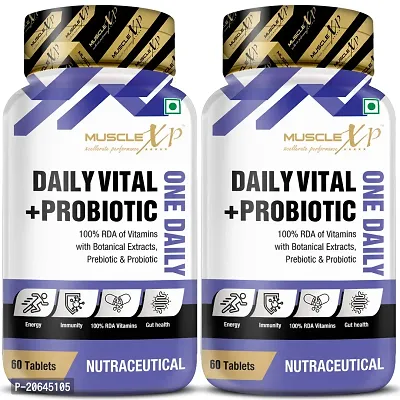 MuscleXP Daily Vital + Probiotic One Daily, 60 Tablets (Pack of 2)