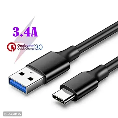 AIRMOBI Upto 25W Type-C USB Cable for Oppoo A11, Oppoo A 11 Charging Cable Original Like Fast Charger Cable | Quick Data Sync Type C to USB-A Cable -A1G4,BLACK-thumb2