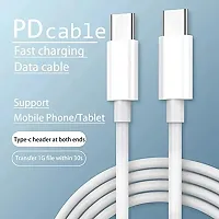 USB-C to USB-C PVC 3.3 Feet Cable For vivo V23e, vivo V 23e Fast charging Type C Cable, for i- Phone 15 Series USB-C Devices, Tough and Durable, 60W PD- A1G9,WHITE-thumb2