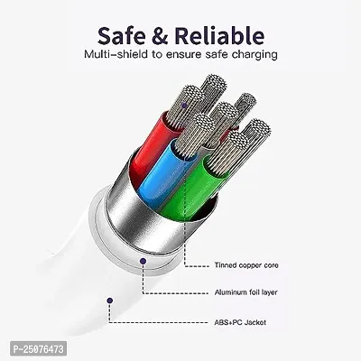 superfast charging cable for vivo X80, vivo X 80 USB Cable | Charging  Sync Data Cable | Rapid Quick Dash Fast Charging Cable| Type C to USB-A Cable -A1G12, White-thumb4