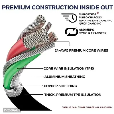 AIRMOBI Type-C to USB A Cable For TCL 30 5G, TCL Thirty 5G 5V/ 3A Superfast Type-C to Type-C Data  Charging Cable, 480Mbps Data Sync, Strong -A1G8,BLACK-thumb5