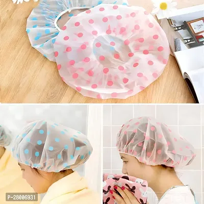 Fashion Waterproof Shower Cap Fashion Girl Bathing Hat Hair Salon Cap(Pack of 2)-thumb0