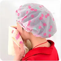 Shower Cap Waterproof High Quality Elastic Thicken Bath Hat Bathroom (PACK OF 3)-thumb4