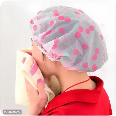 Shower Cap Waterproof High Quality Elastic Thicken Bath Hat Bathroom (PACK OF 3)-thumb5