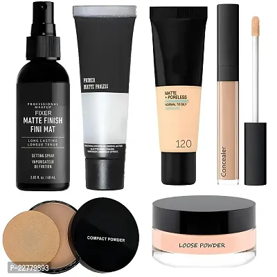 6 in 1 Makeup Combo Makeup Fixer, Face Primer, Foundation, Concealer, Compact Power and Loose Powder