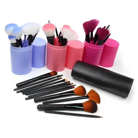 Soft Makeup Brushes Set With Box For Eye  Face Makeup (Pack of 12) Multi Color