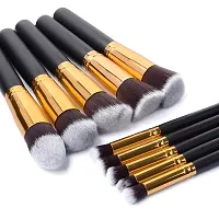 10 Pec Black Wooden Makeup Brushes Set For Eye  Face Makeup-thumb1