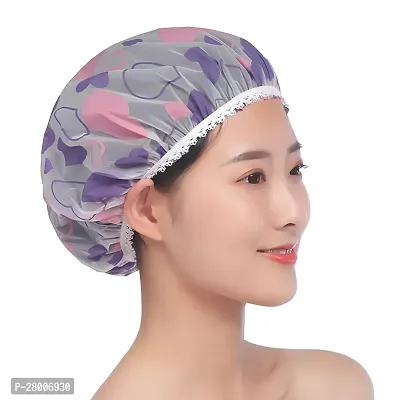 Fashion Waterproof Shower Cap Fashion Girl Bathing Hat Hair Salon Cap(Pack of 1)-thumb4