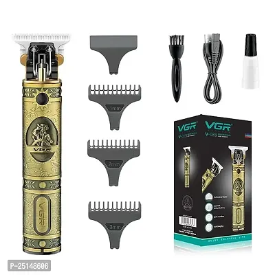 VGR V-085 Rechargeable Hair Clippers with Zero Gapped Baldheaded T-Blade Trimmer with Close Cutting, Cordless Hair clipper for men with 3 Guide Combs Brush 1500mAh Li-ion Battery, 300 minutes (Gold)