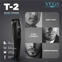Vega T-2 VHTH14 Hair and Beard Trimmer (Black) For Men Customize your beard style from a short stubble to a full beard with Vega T-2 beard trimmer. Your go to style partner ...-thumb1