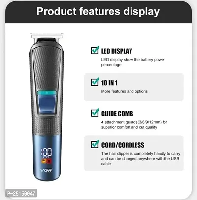 The blade of the men's hair trimmer is made of excellent stainless steel, giving you a more accurate, smooth, and effective trim. You may effortlessly change the length of the ...-thumb2