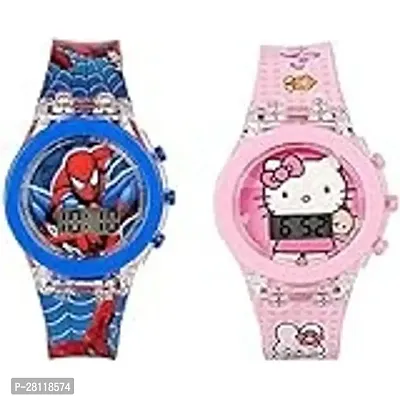 Analogue Rubber Girls  Boys Watch (Pack of 2) ( White Dial Pink  Purple Colored Strap )-thumb0