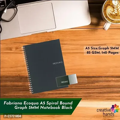 Fabriano Ecoqua A5 Spiral Bound Graph 5MM Notebook Black-thumb3