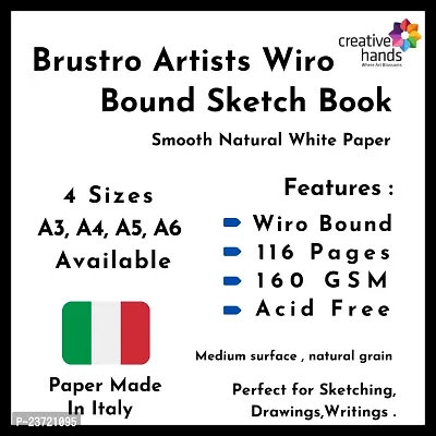 Brustro Artists Sketch Book Wiro Bound A5 Size (14.8 CM x 21 CM), 116 Pages,160 GSM (Acid Free)-thumb2