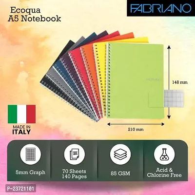 Fabriano Ecoqua A5 Sprial Bound Graph 5MM Notebook Lime-thumb5