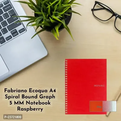 Fabriano Ecoqua A4 Sprial Bound Graph 5MM Notebook Raspberry-thumb5
