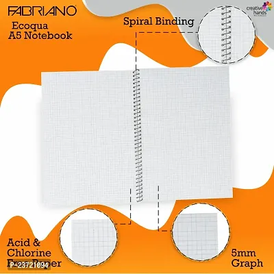 Fabriano Ecoqua A5 Spiral Bound Graph 5MM Notebook Black-thumb2