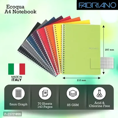 Fabriano Ecoqua A4 Sprial Bound Graph 5MM Notebook Raspberry-thumb2