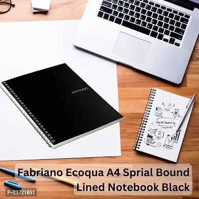 Fabriano Ecoqua A4 Sprial Bound Lined Notebook Black-thumb3