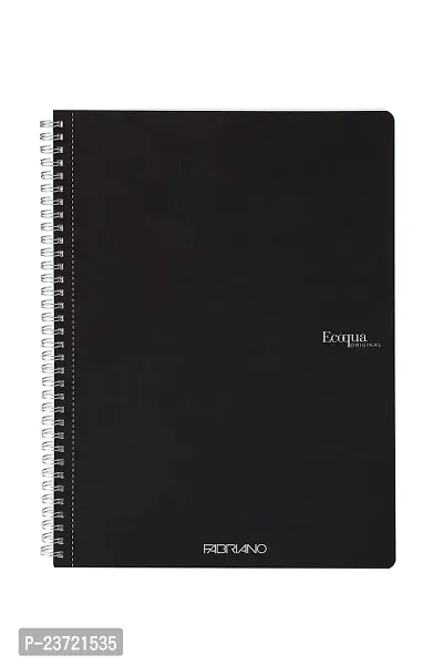 Fabriano Ecoqua A4 Spiral Bound Lined Notebook, 90 GSM, 70 Sheets / 140 Pages, Colour - Black