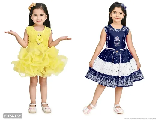 Fabulous Cotton With Net Frocks For Girls Pack Of 2