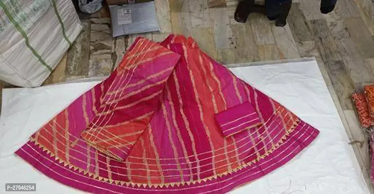 Stylish Pink Cotton Self Pattern Lehenga Choli Set With Dupatta For Women