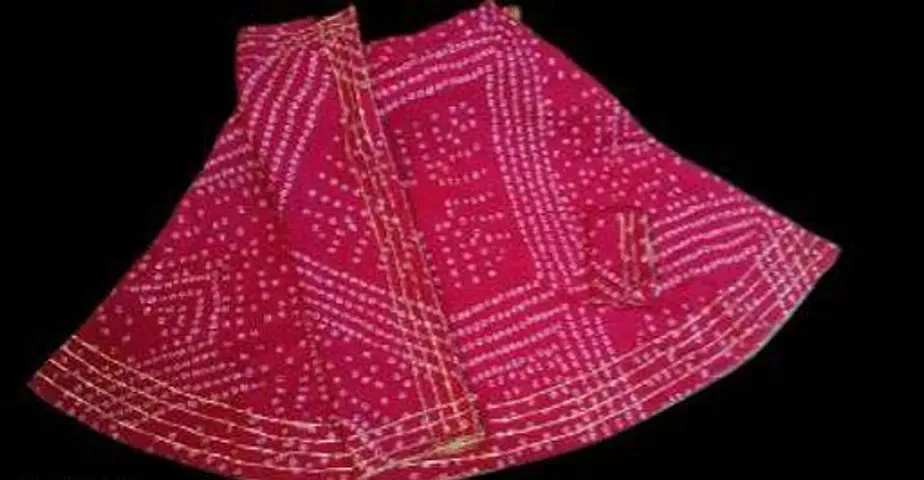 Parth Fashion Womens/Girls Pure Traditional Bandhani Bandej Ready to Wear Lehenga Dupatta With Unstitched Blouse