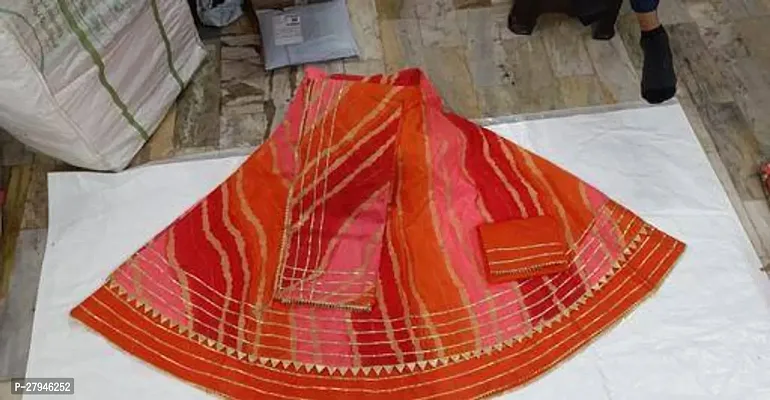 Stylish Red Cotton Self Pattern Lehenga Choli Set With Dupatta For Women