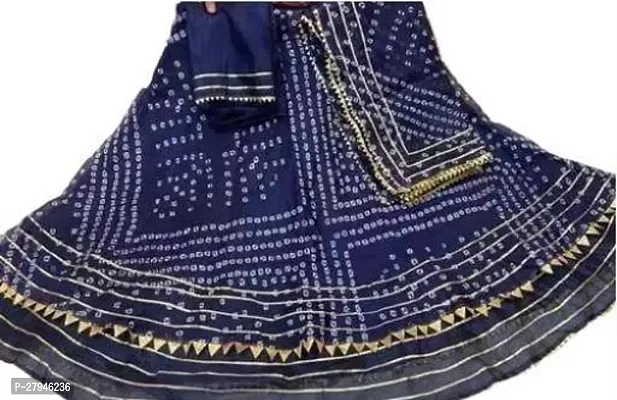 Stylish Blue Cotton Silk Self Pattern Lehenga Choli Set With Dupatta For Women