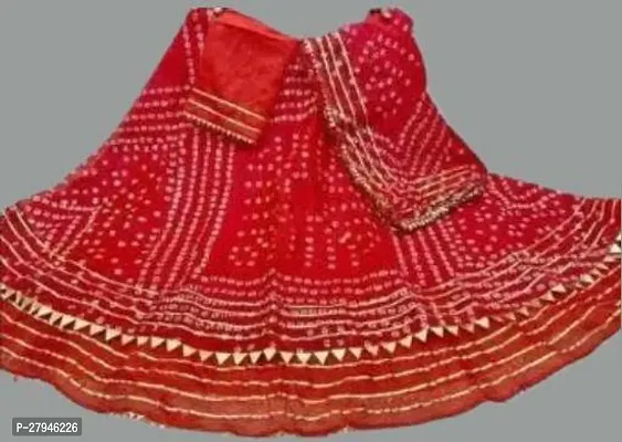 Stylish Red Cotton Silk Self Pattern Lehenga Choli Set With Dupatta For Women