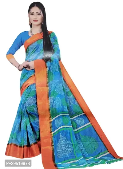 Stylish Cotton Silk Saree  with Blouse piece For Women-thumb0