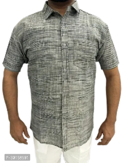 Reliable Grey Cotton Short Sleeves Casual Shirt For Men-thumb0