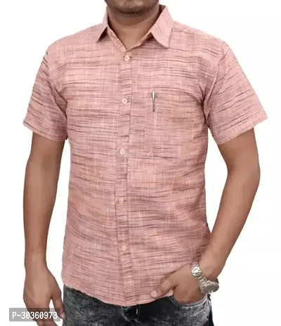 Reliable Pink Cotton Blend Short Sleeves Casual Shirt For Men-thumb0