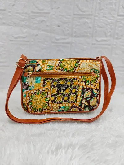 Fancy Printed PU Sling Bag