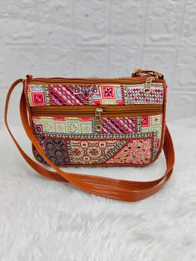 Fancy Printed PU Sling Bag