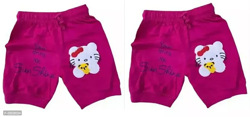 Elegant Pink Cotton Blend Printed Shorts For Boys Pack of 2