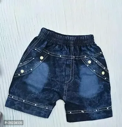 Elegant Blue Denim Solid Shorts For Boys