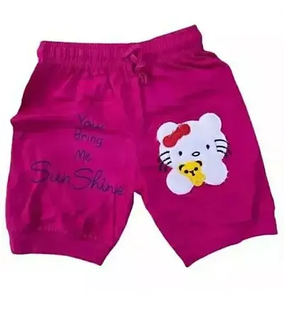 Elegant Pink Cotton Blend Printed Shorts For Boys